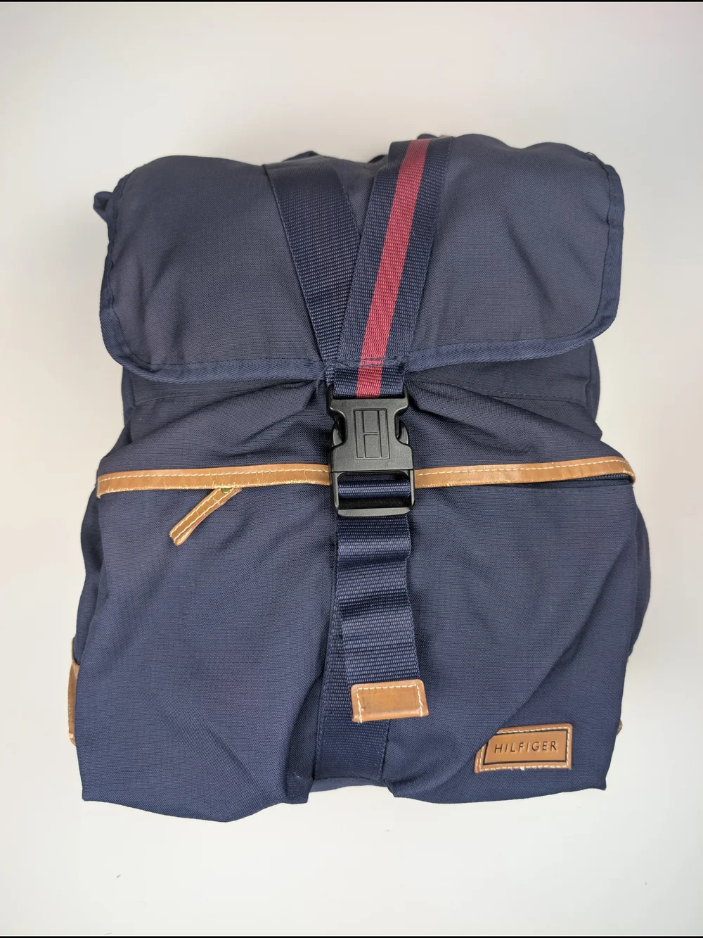 Tommy Hilfiger Navy Flap Backpack Canvas Rucksack Y2K